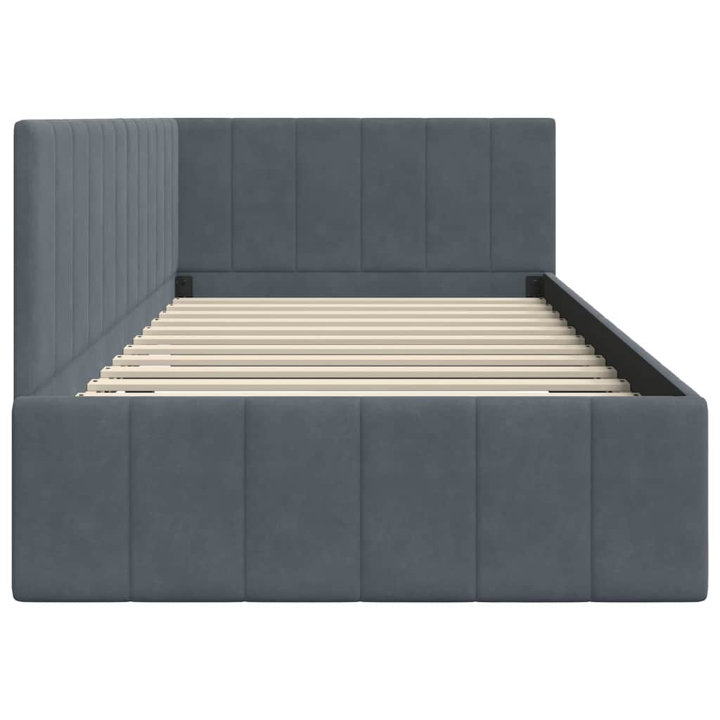 Kutni okvir kreveta Tamno siva 100 cm x 200 cm Baršun