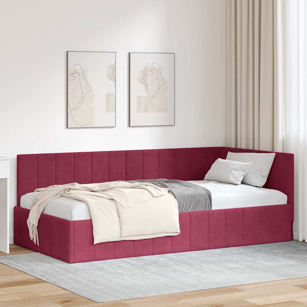 Kutni okvir kreveta Vinska crvena 100 cm x 200 cm Baršun