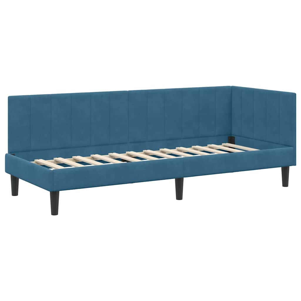 Kutni okvir kreveta s uzglavljem Plava 80 cm x 200 cm Baršun
