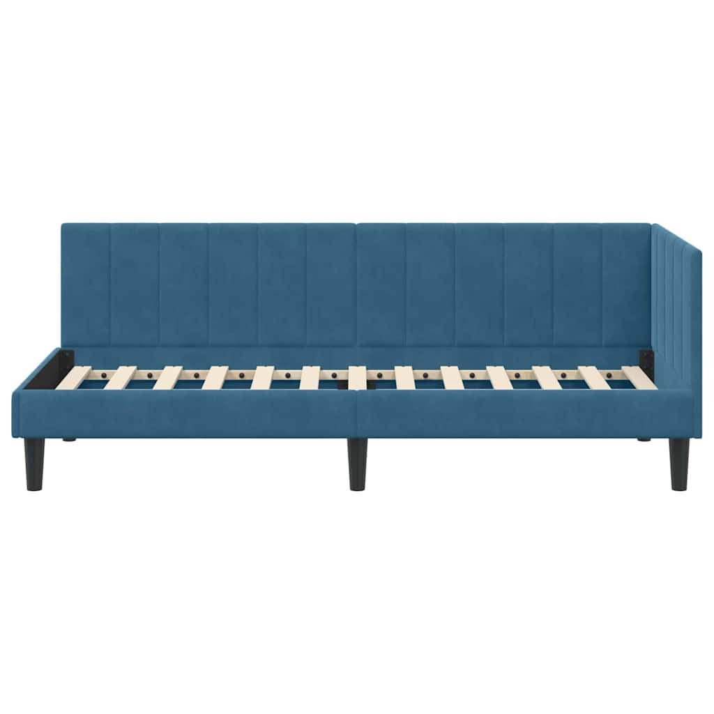 Kutni okvir kreveta s uzglavljem Plava 80 cm x 200 cm Baršun