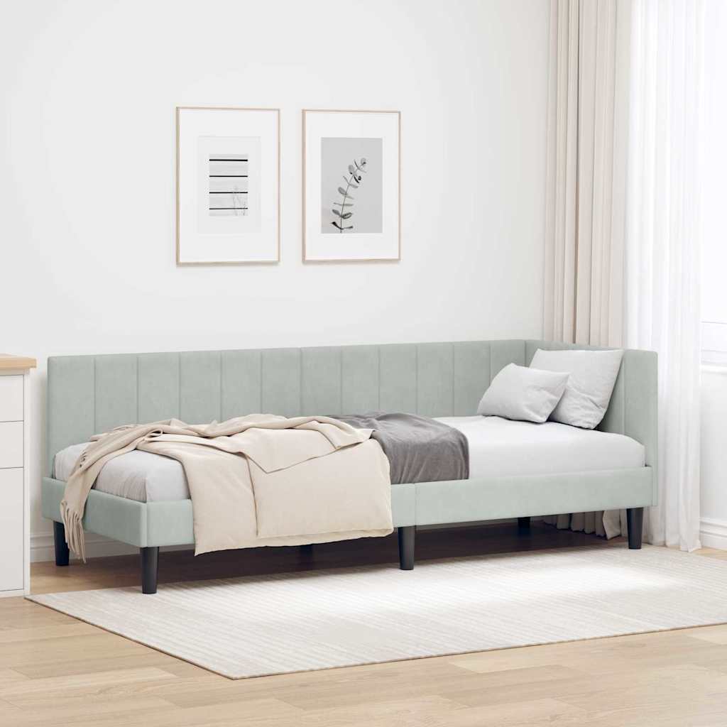 Kutni okvir kreveta Svijetlo siva 80 cm x 200 cm Baršun