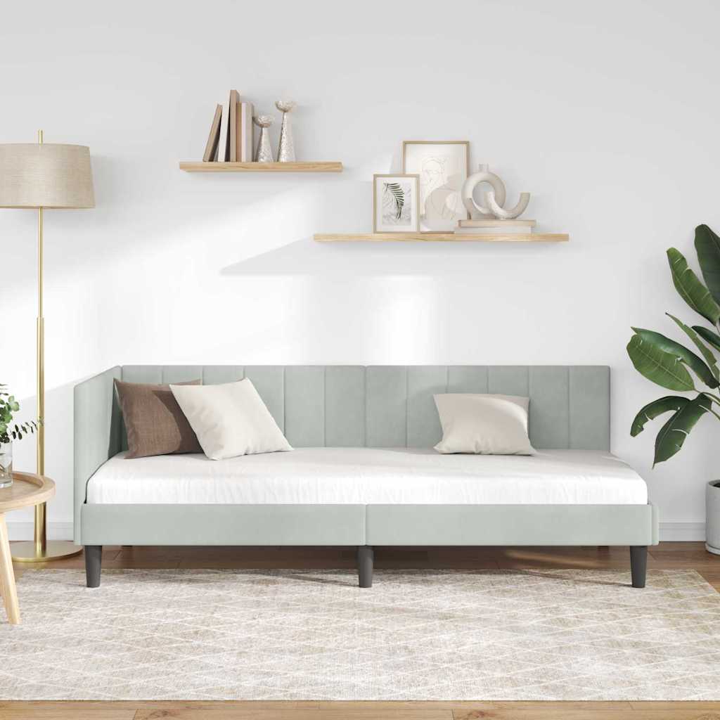 Kutni okvir kreveta Svijetlo siva 80 cm x 200 cm Baršun