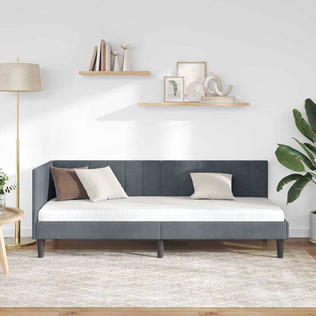 Kutni okvir kreveta Tamno siva 80 cm x 200 cm Baršun