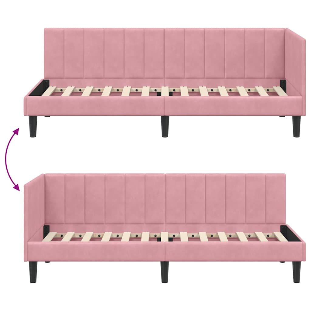 Kutni okvir kreveta Ružičasta 80 cm x 200 cm Baršun