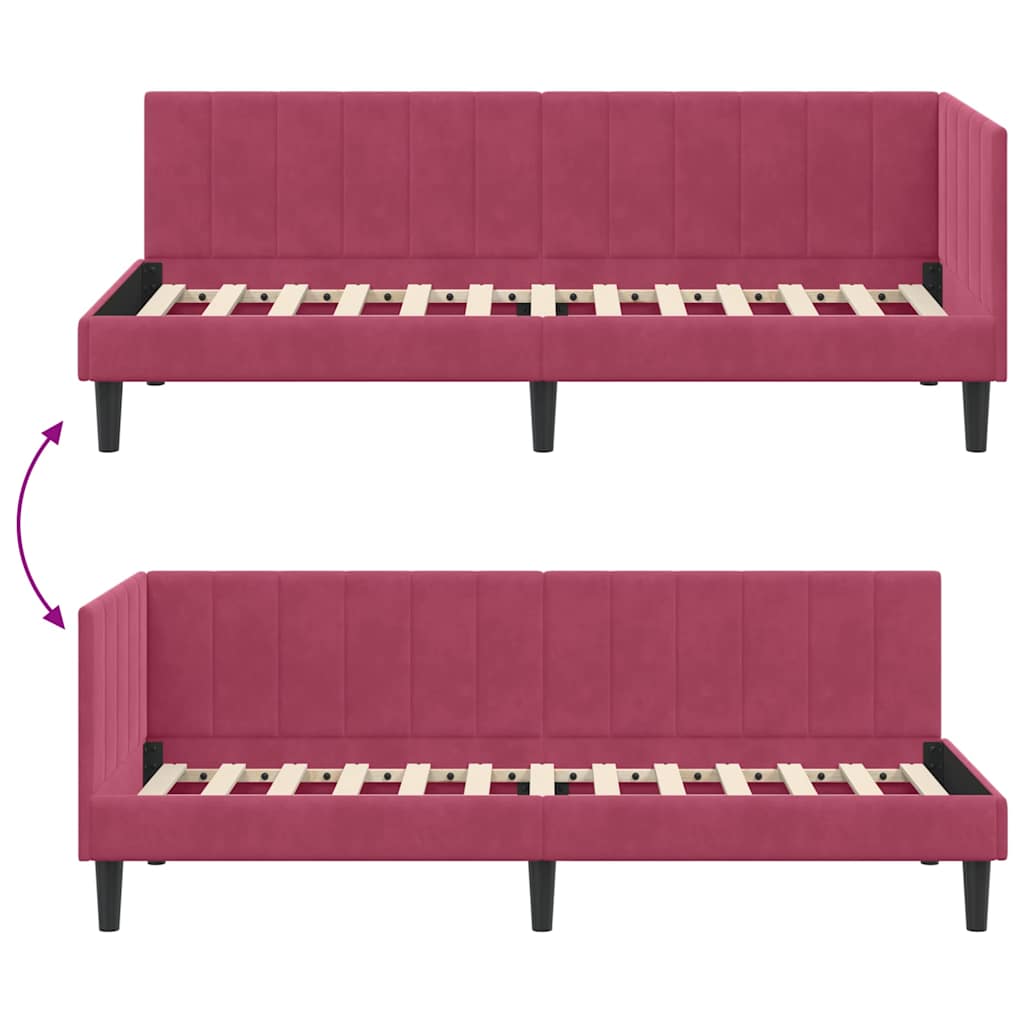 Kutni okvir kreveta Vinska crvena 80 cm x 200 cm Baršun