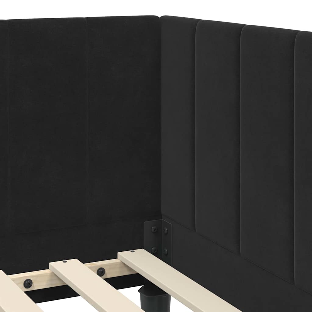 Kutni okvir kreveta s uzglavljem Crna 80 cm x 200 cm Baršun