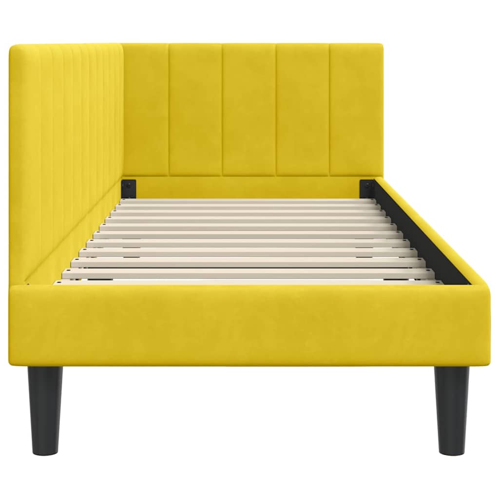 Kutni okvir kreveta s uzglavljem Žuta 80 cm x 200 cm Baršun