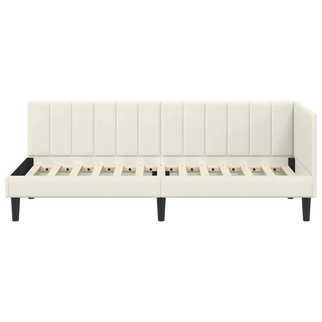 Kutni okvir kreveta s uzglavljem Krema 80 cm x 200 cm Baršun