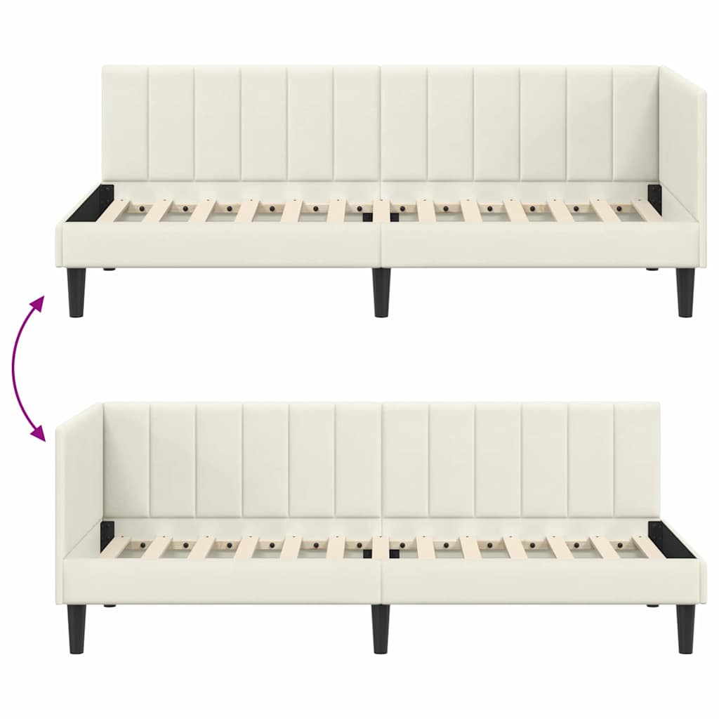Kutni okvir kreveta s uzglavljem Krema 80 cm x 200 cm Baršun