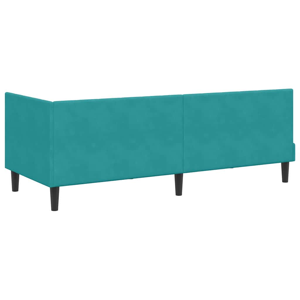 Kutni okvir kreveta s uzglavljem Tirkizna 80 cm x 200 cm Baršun