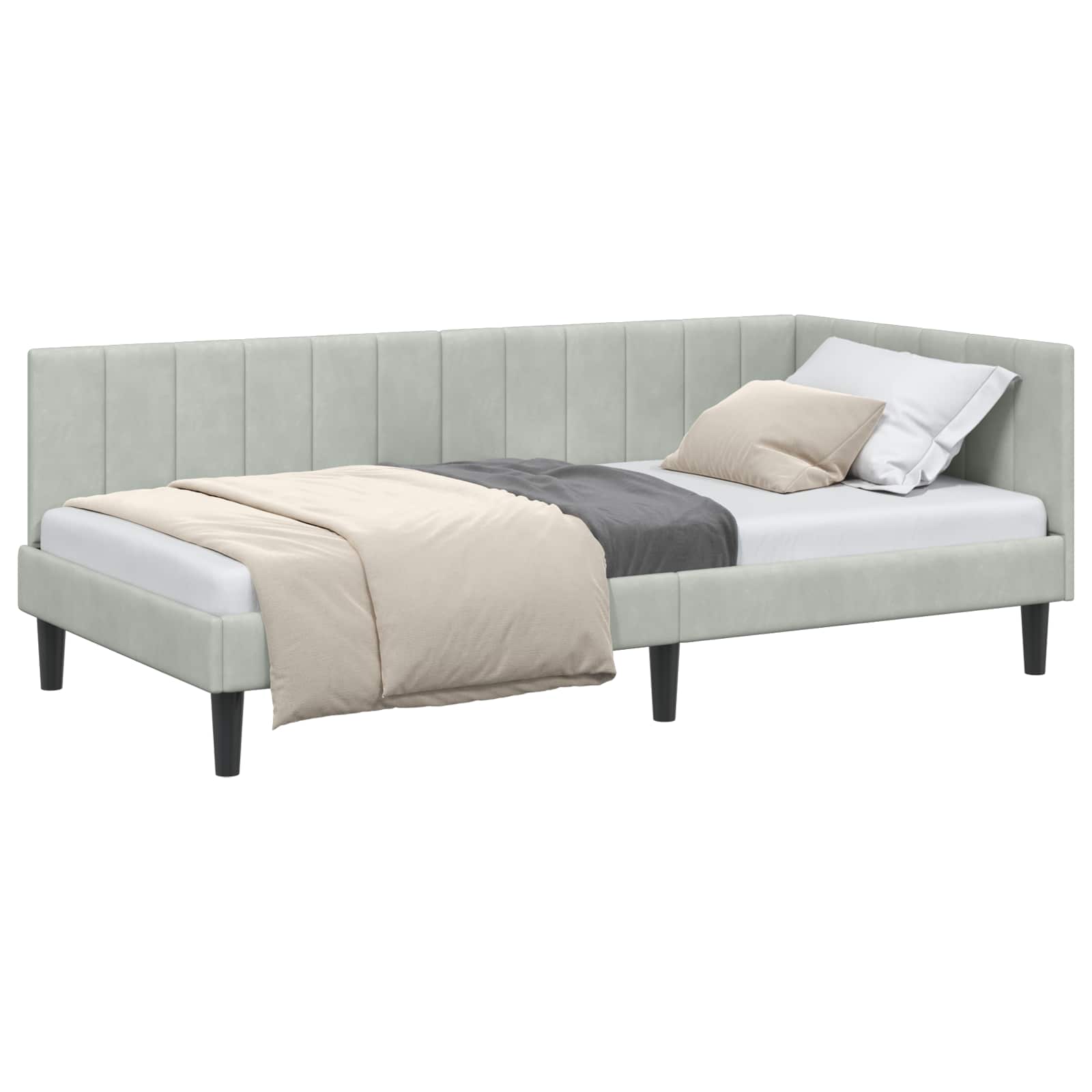 Kutni okvir kreveta Svijetlo siva 90 cm x 190 cm Baršun