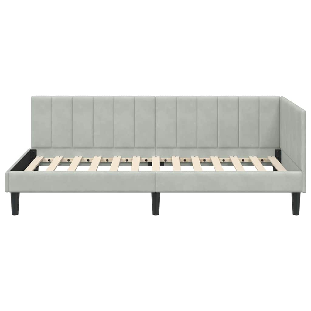 Kutni okvir kreveta Svijetlo siva 90 cm x 190 cm Baršun