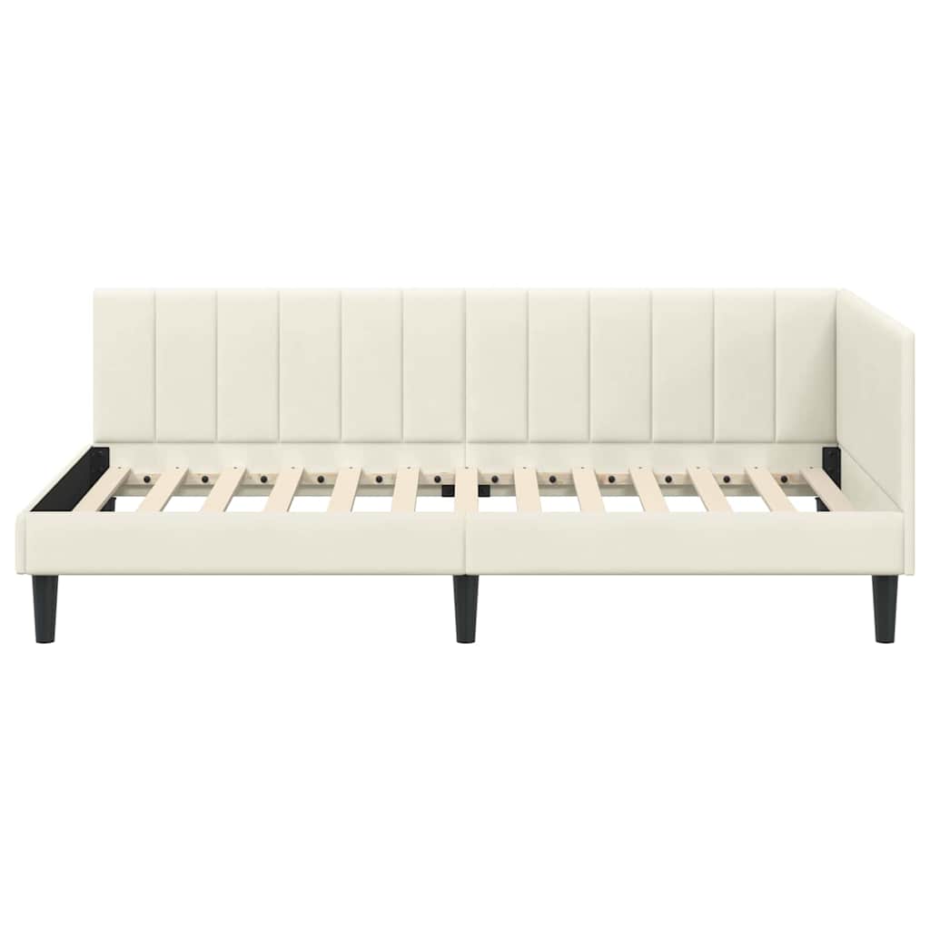 Kutni okvir kreveta s uzglavljem Krema 90 cm x 190 cm Baršun