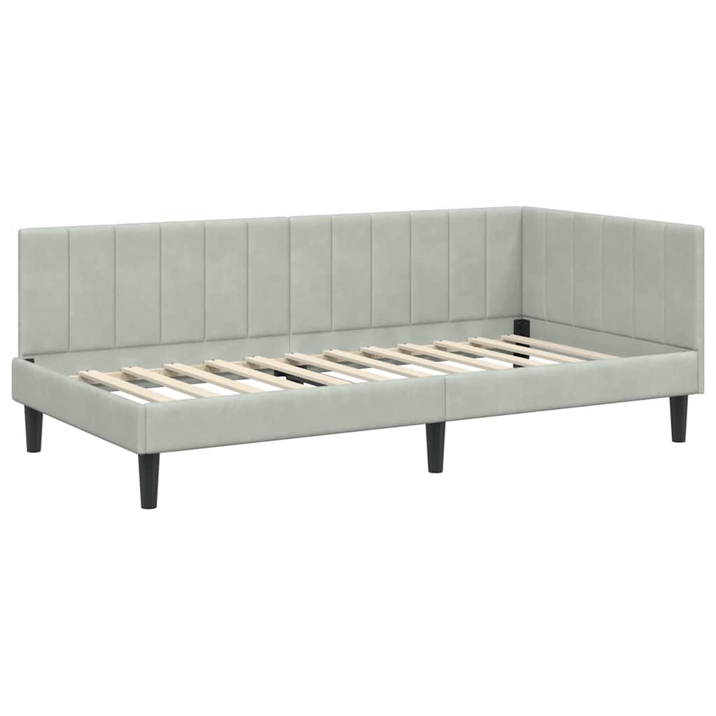 Kutni okvir kreveta Svijetlo siva 90 cm x 200 cm Baršun