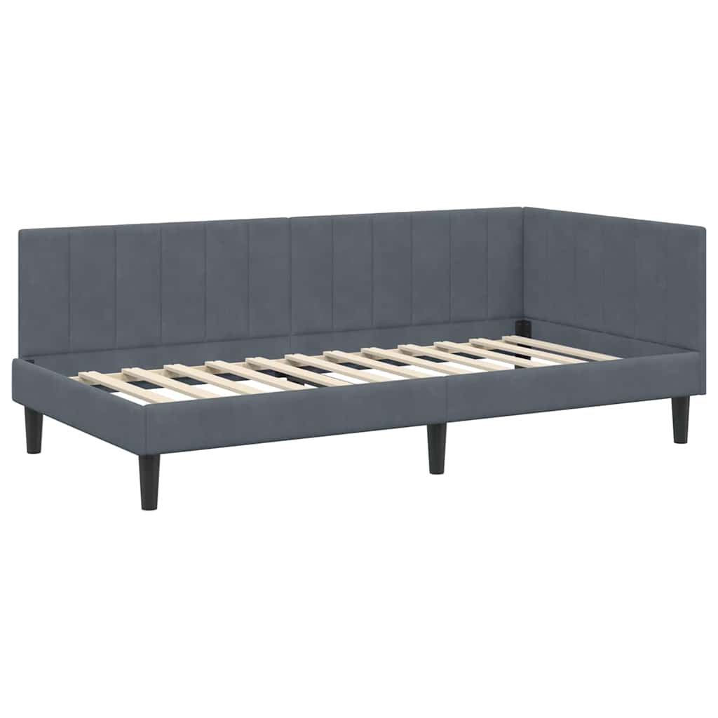 Kutni okvir kreveta Tamno siva 90 cm x 200 cm Baršun