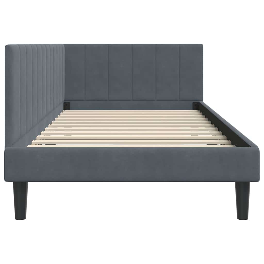 Kutni okvir kreveta Tamno siva 90 cm x 200 cm Baršun