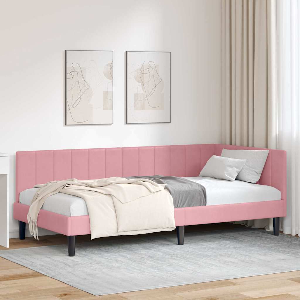 Kutni okvir kreveta Ružičasta 90 cm x 200 cm Baršun