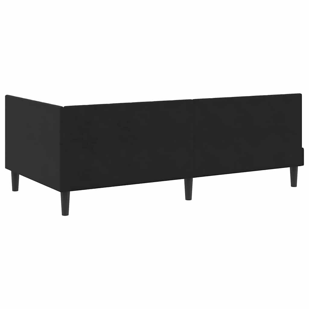 Kutni okvir kreveta s uzglavljem Crna 90 cm x 200 cm Baršun
