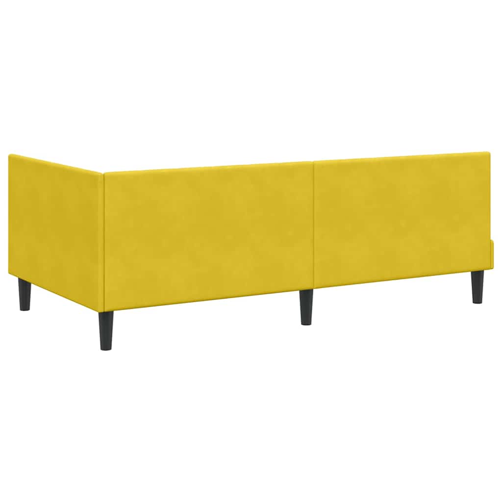 Kutni okvir kreveta s uzglavljem Žuta 90 cm x 200 cm Baršun