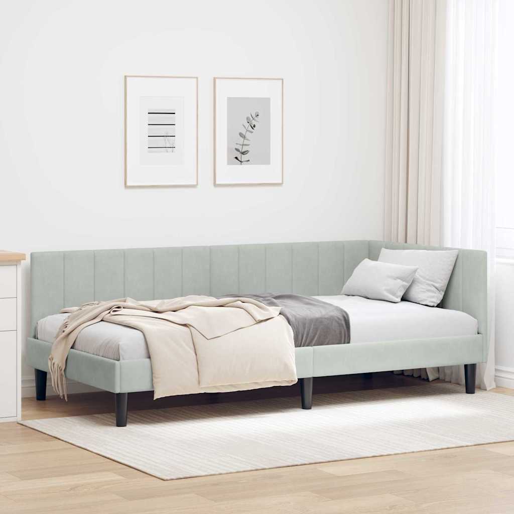 Kutni okvir kreveta Svijetlo siva 100 cm x 200 cm Baršun