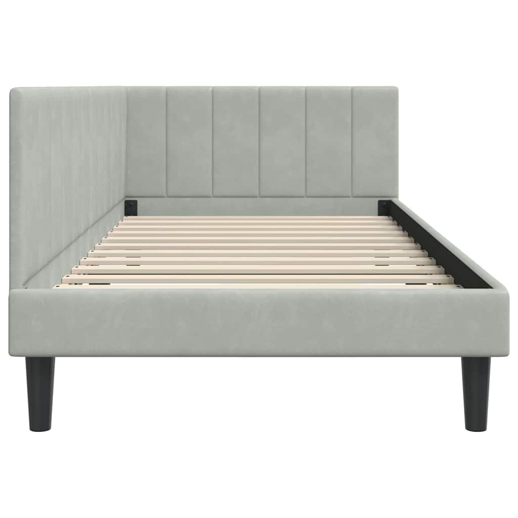 Kutni okvir kreveta Svijetlo siva 100 cm x 200 cm Baršun