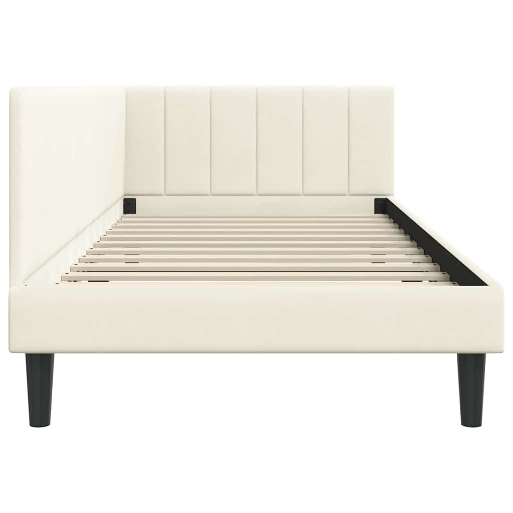 Kutni okvir kreveta s uzglavljem Krema 100 cm x 200 cm Baršun