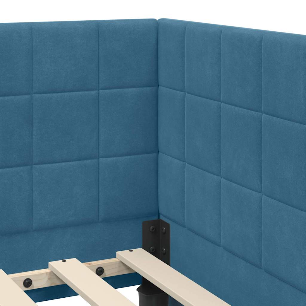 Kutni okvir kreveta s uzglavljem Plava 80 cm x 200 cm Baršun