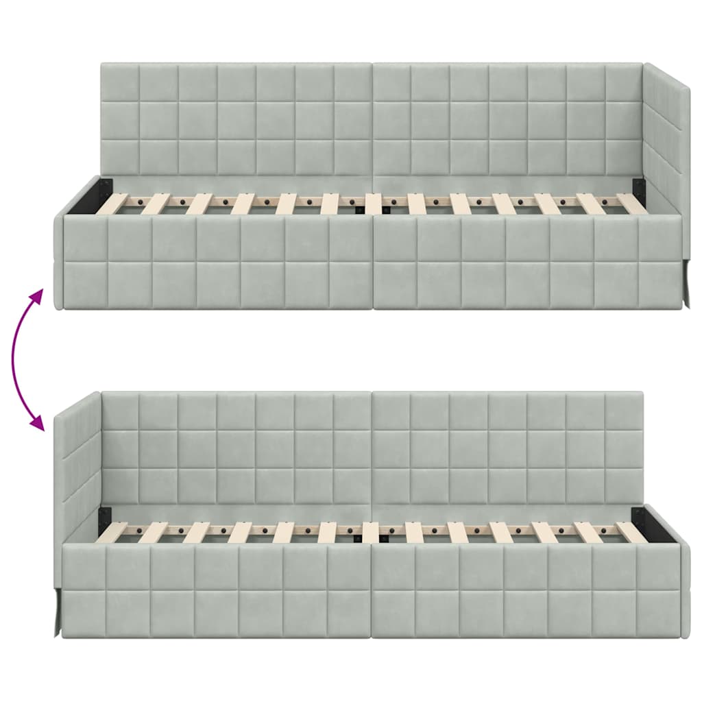 Kutni okvir kreveta Svijetlo siva 80 cm x 200 cm Baršun