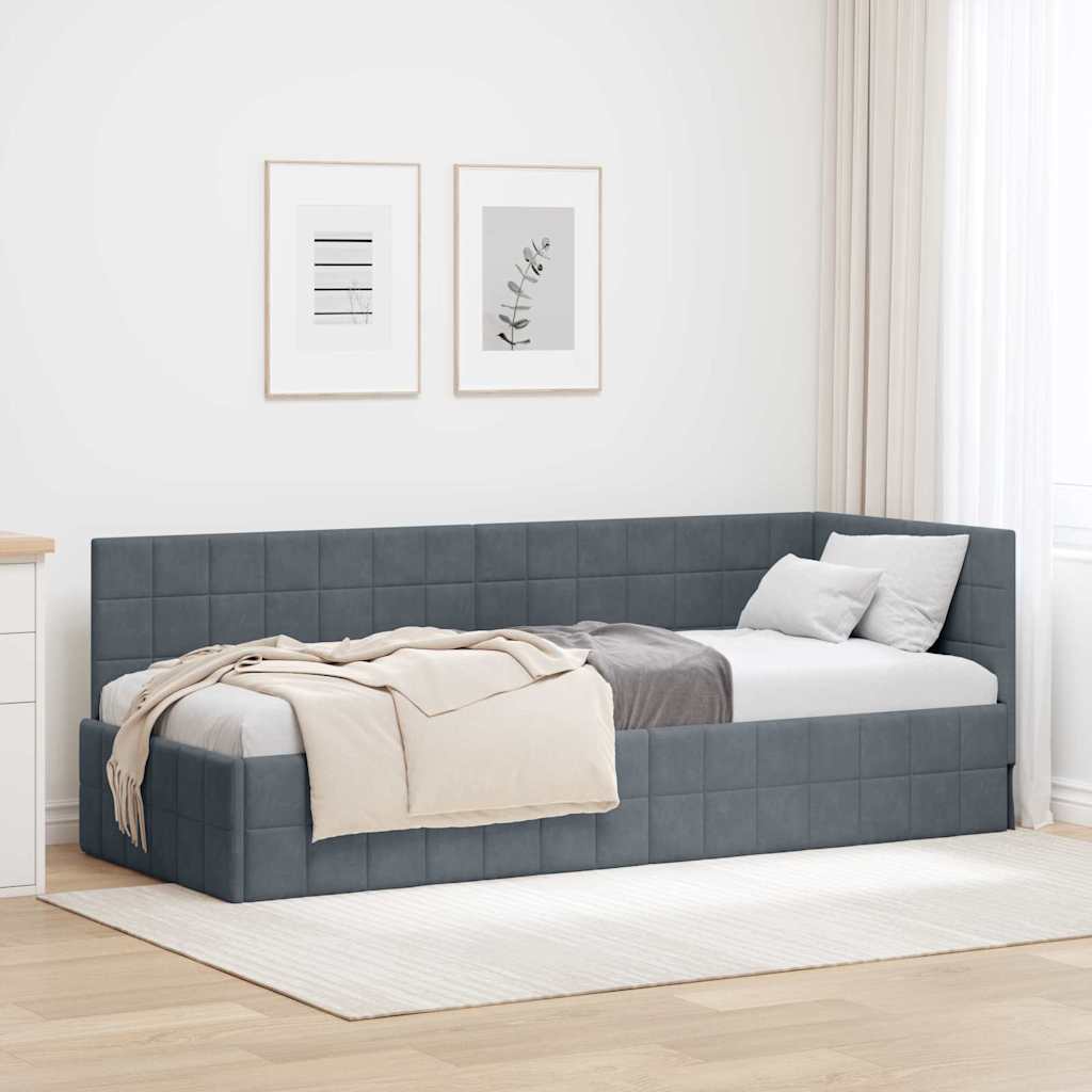 Kutni okvir kreveta Tamno siva 80 cm x 200 cm Baršun