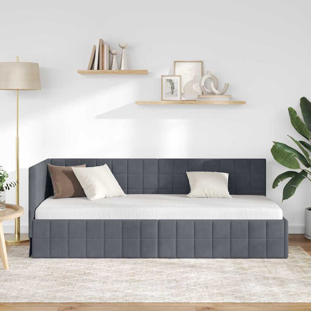 Kutni okvir kreveta Tamno siva 80 cm x 200 cm Baršun