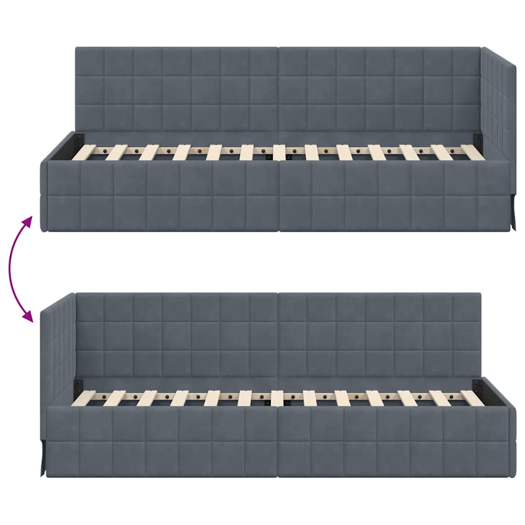 Kutni okvir kreveta Tamno siva 80 cm x 200 cm Baršun