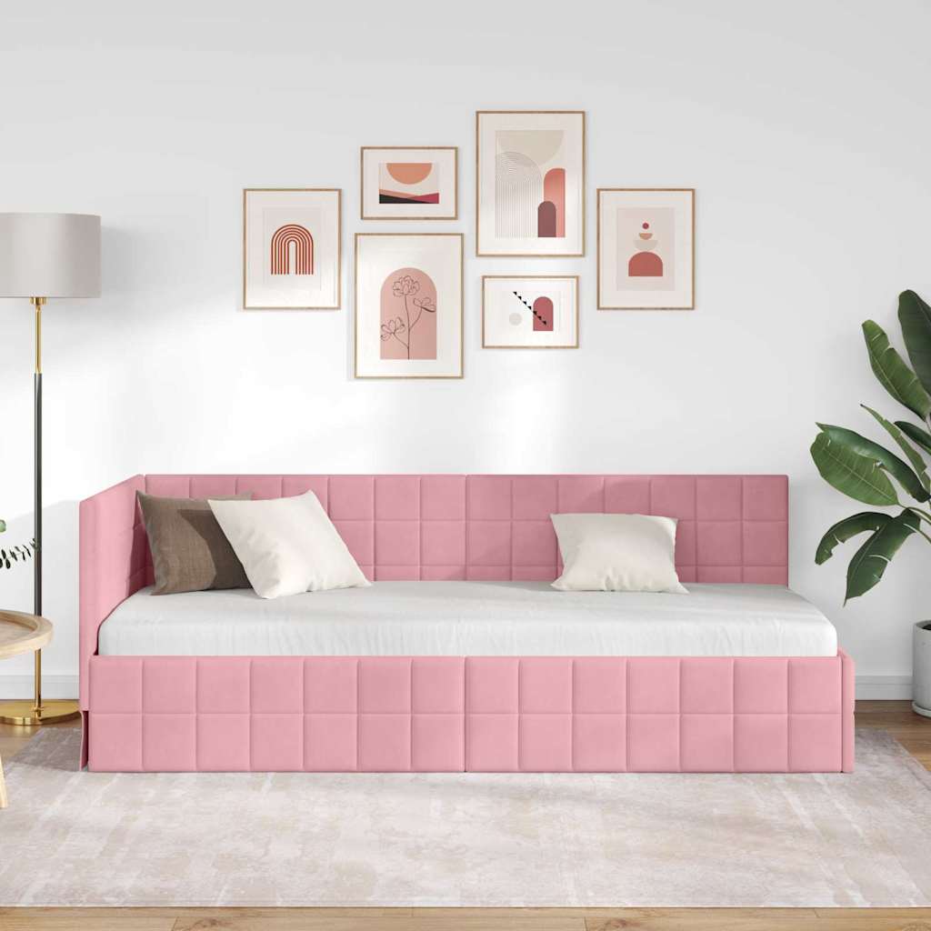 Kutni okvir kreveta Ružičasta 80 cm x 200 cm Baršun