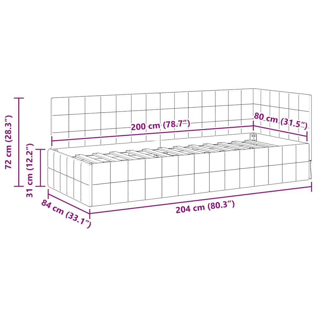 Kutni okvir kreveta Ružičasta 80 cm x 200 cm Baršun