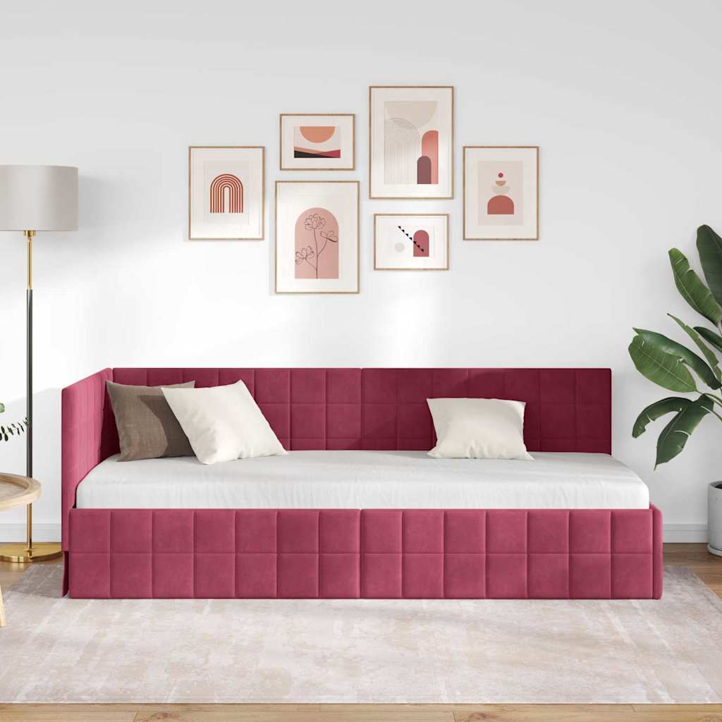 Kutni okvir kreveta Vinska crvena 80 cm x 200 cm Baršun