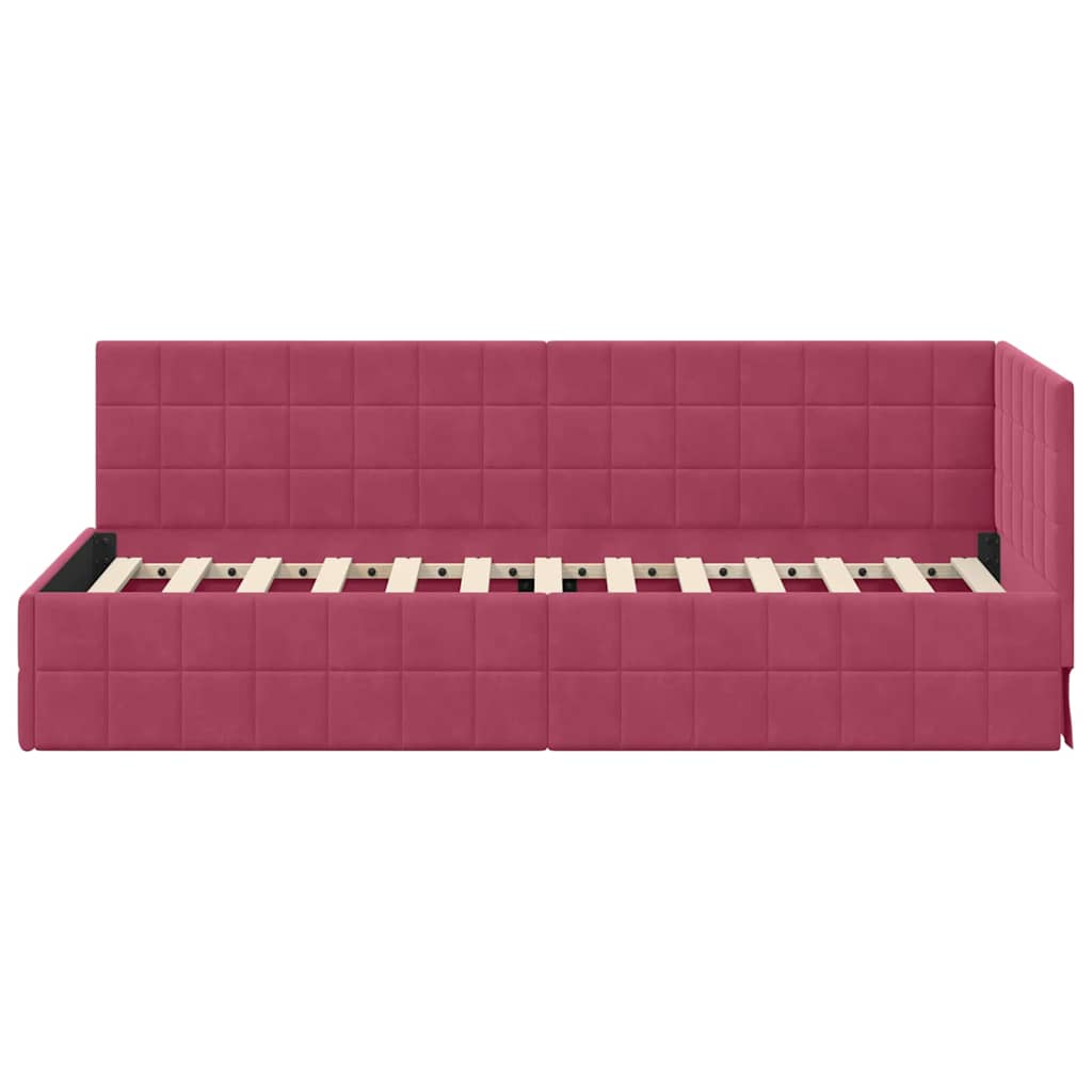 Kutni okvir kreveta Vinska crvena 80 cm x 200 cm Baršun