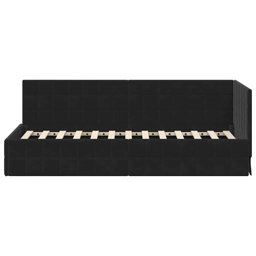 Kutni okvir kreveta s uzglavljem Crna 80 cm x 200 cm Baršun