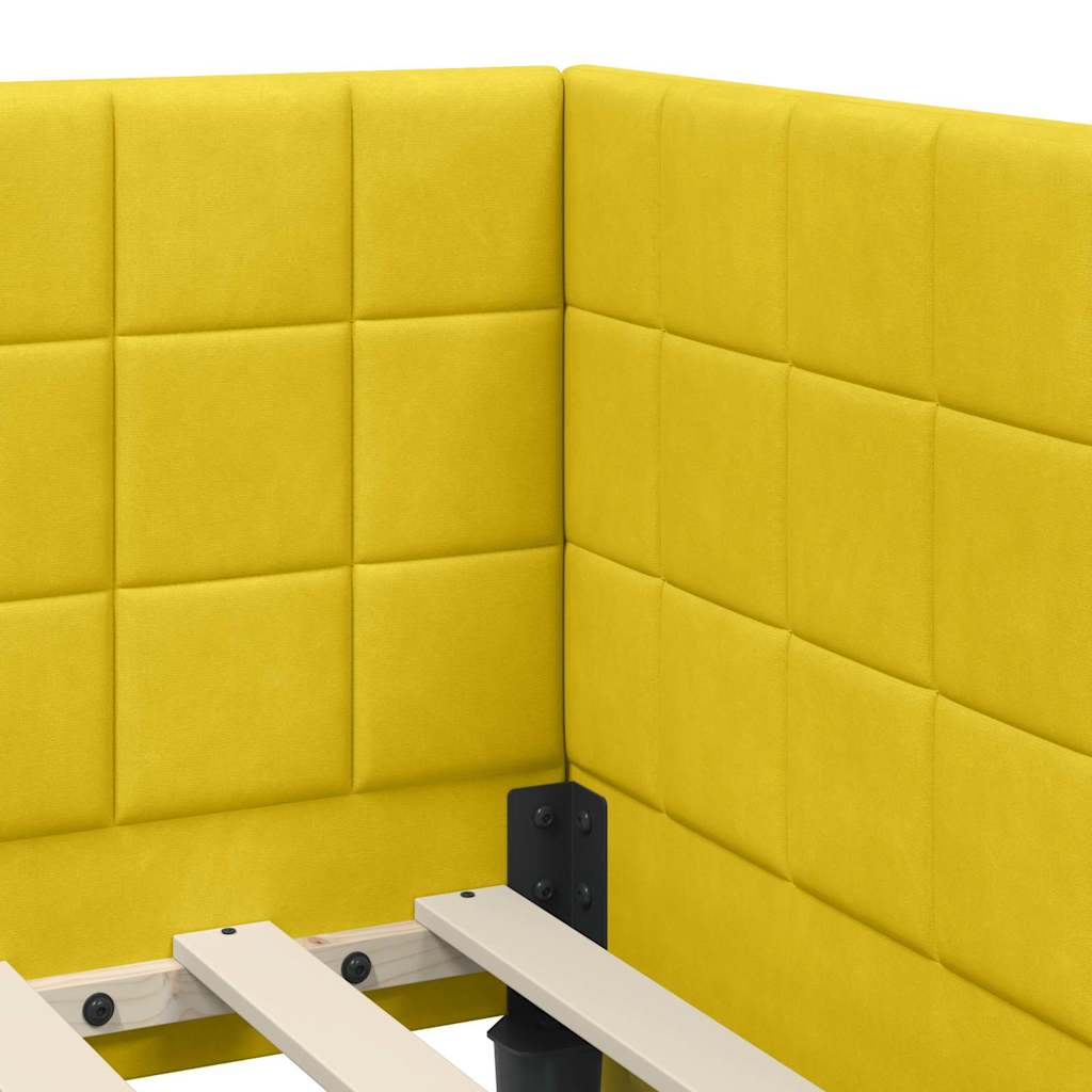 Kutni okvir kreveta s uzglavljem Žuta 80 cm x 200 cm Baršun