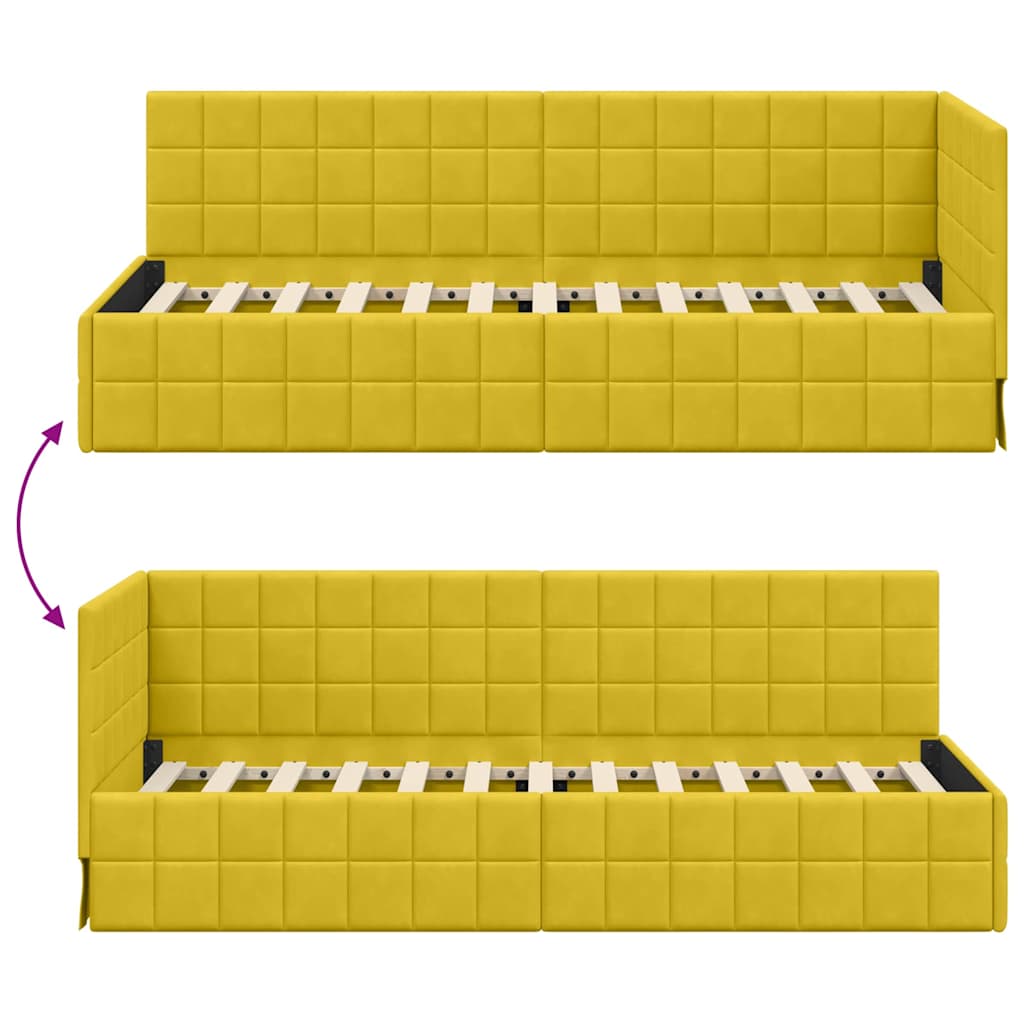 Kutni okvir kreveta s uzglavljem Žuta 80 cm x 200 cm Baršun