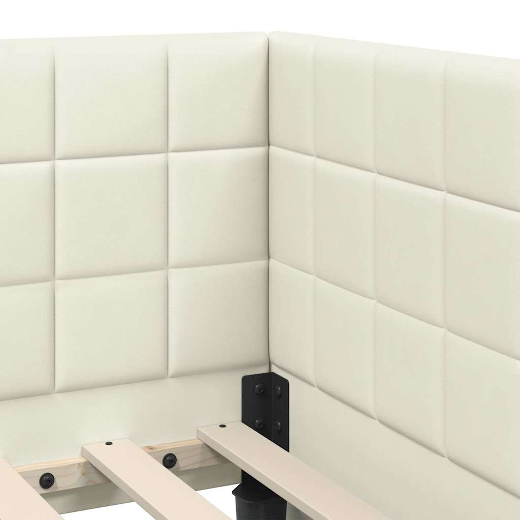Kutni okvir kreveta s uzglavljem Krema 80 cm x 200 cm Baršun