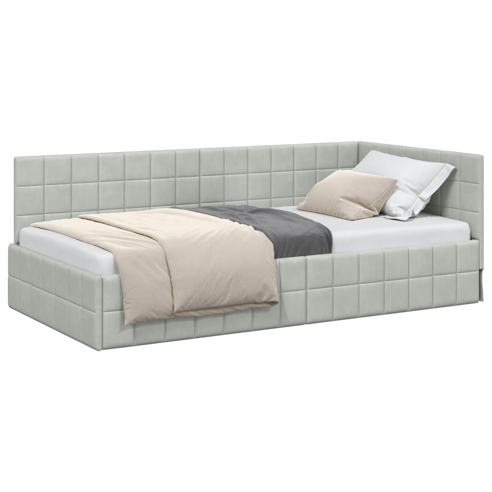 Kutni okvir kreveta Svijetlo siva 90 cm x 200 cm Baršun