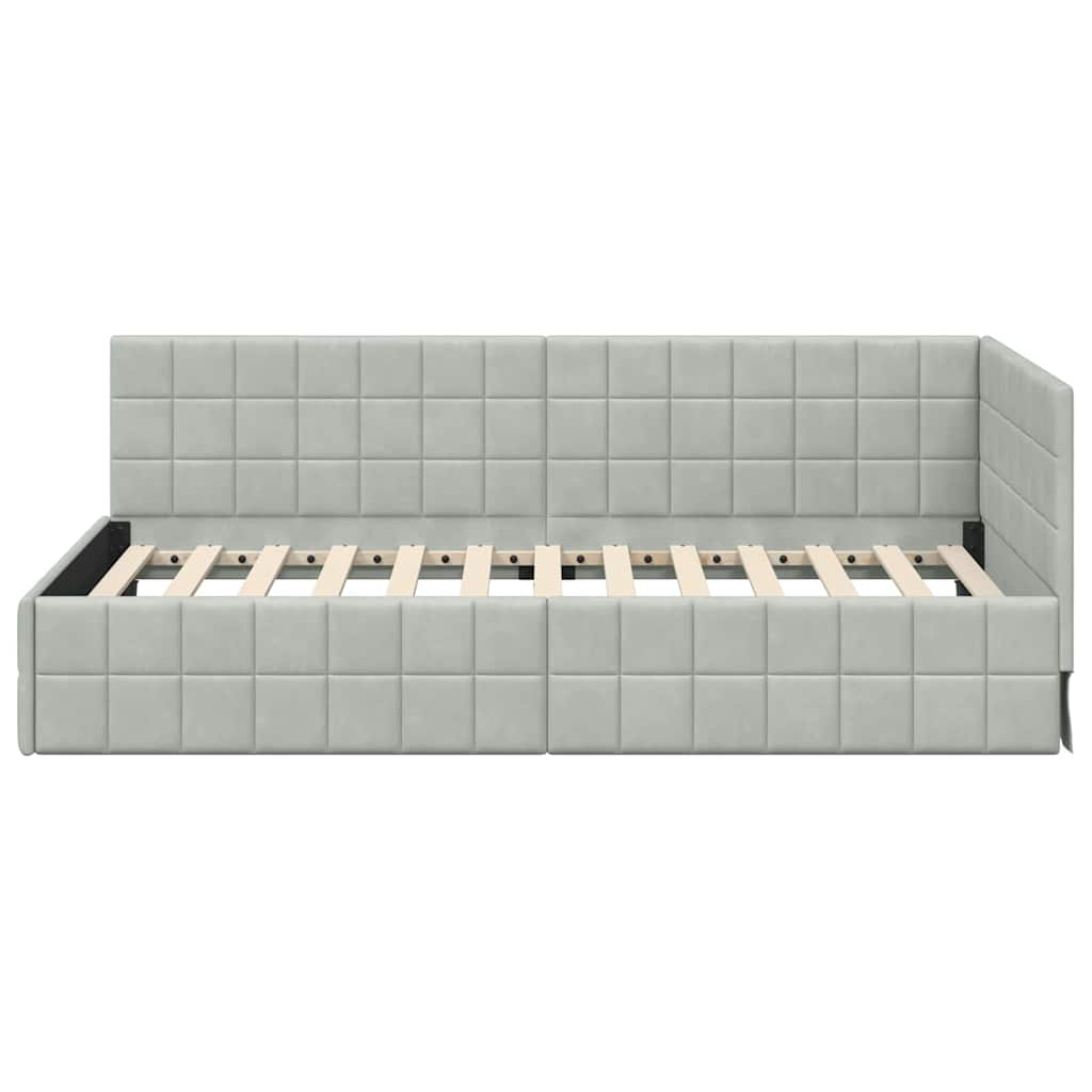 Kutni okvir kreveta Svijetlo siva 90 cm x 200 cm Baršun