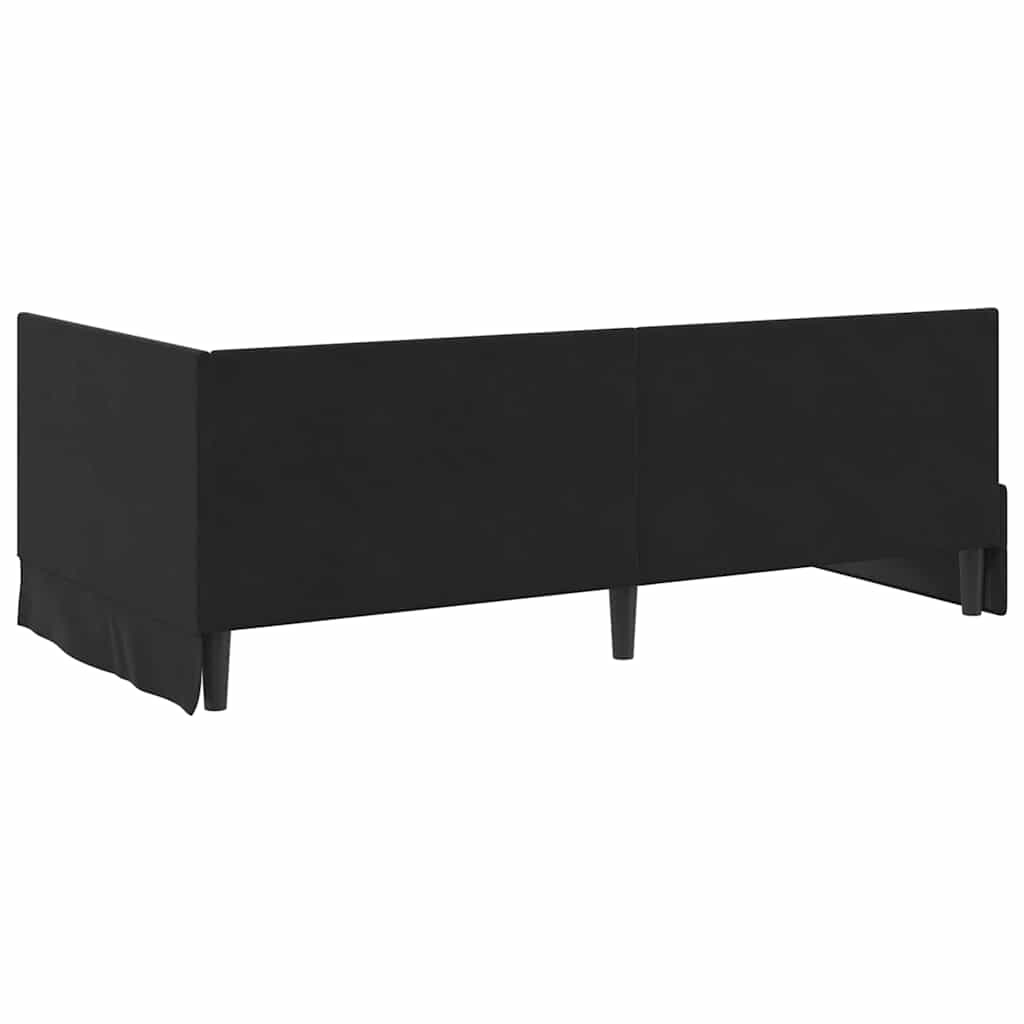 Kutni okvir kreveta s uzglavljem Crna 90 cm x 200 cm Baršun
