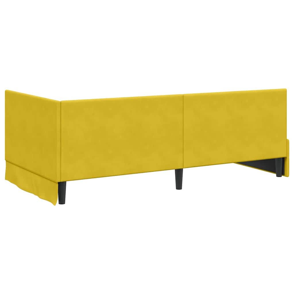 Kutni okvir kreveta s uzglavljem Žuta 90 cm x 200 cm Baršun