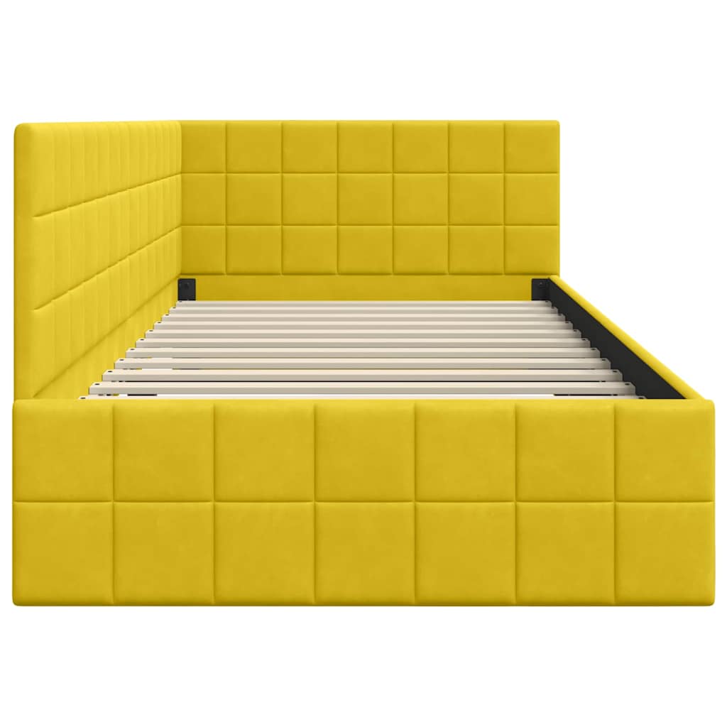 Kutni okvir kreveta s uzglavljem Žuta 90 cm x 200 cm Baršun