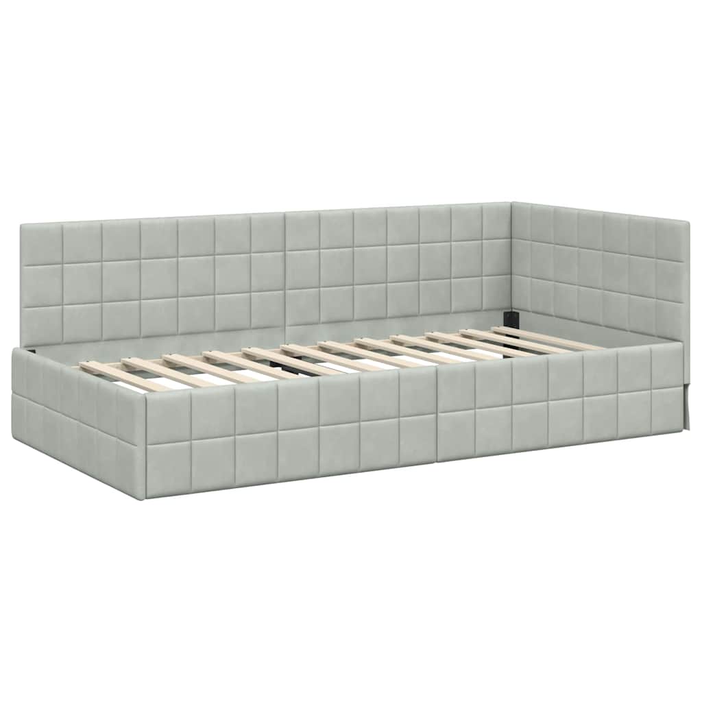 Kutni okvir kreveta Svijetlo siva 100 cm x 200 cm Baršun