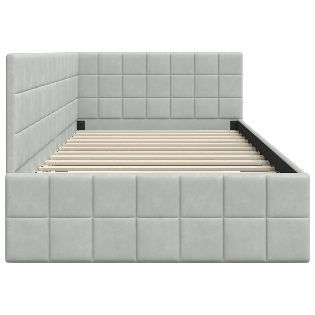 Kutni okvir kreveta Svijetlo siva 100 cm x 200 cm Baršun
