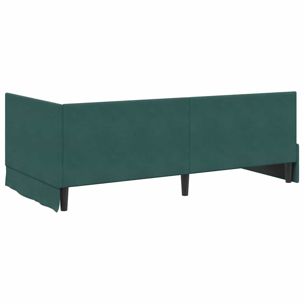 Kutni okvir kreveta Tamnozelena 100 cm x 200 cm Baršun