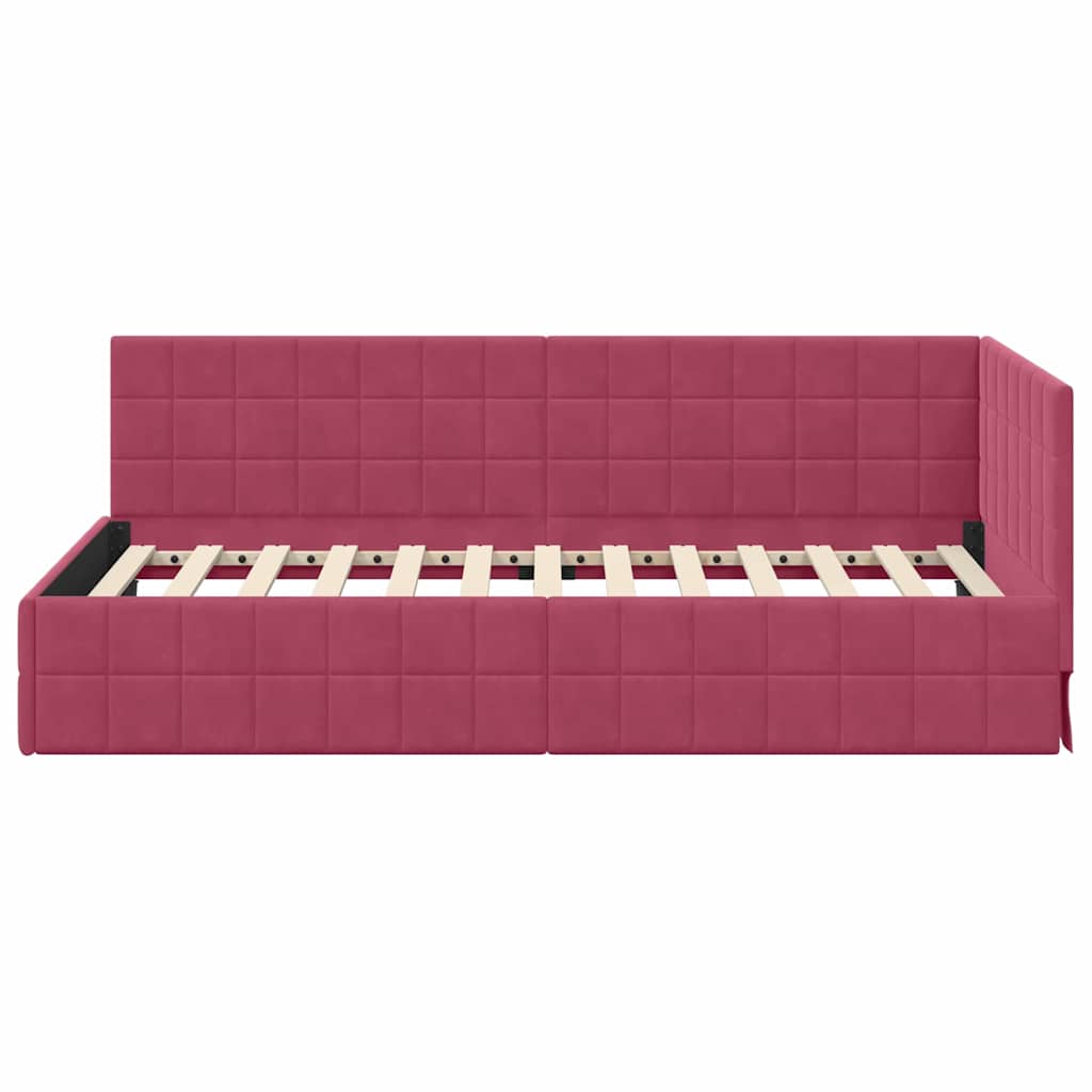 Kutni okvir kreveta Vinska crvena 100 cm x 200 cm Baršun