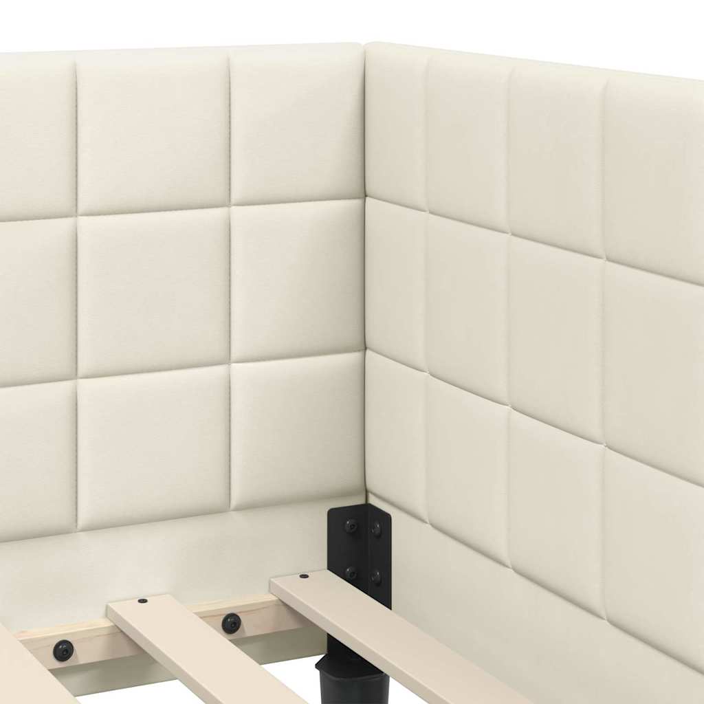 Kutni okvir kreveta s uzglavljem Krema 100 cm x 200 cm Baršun