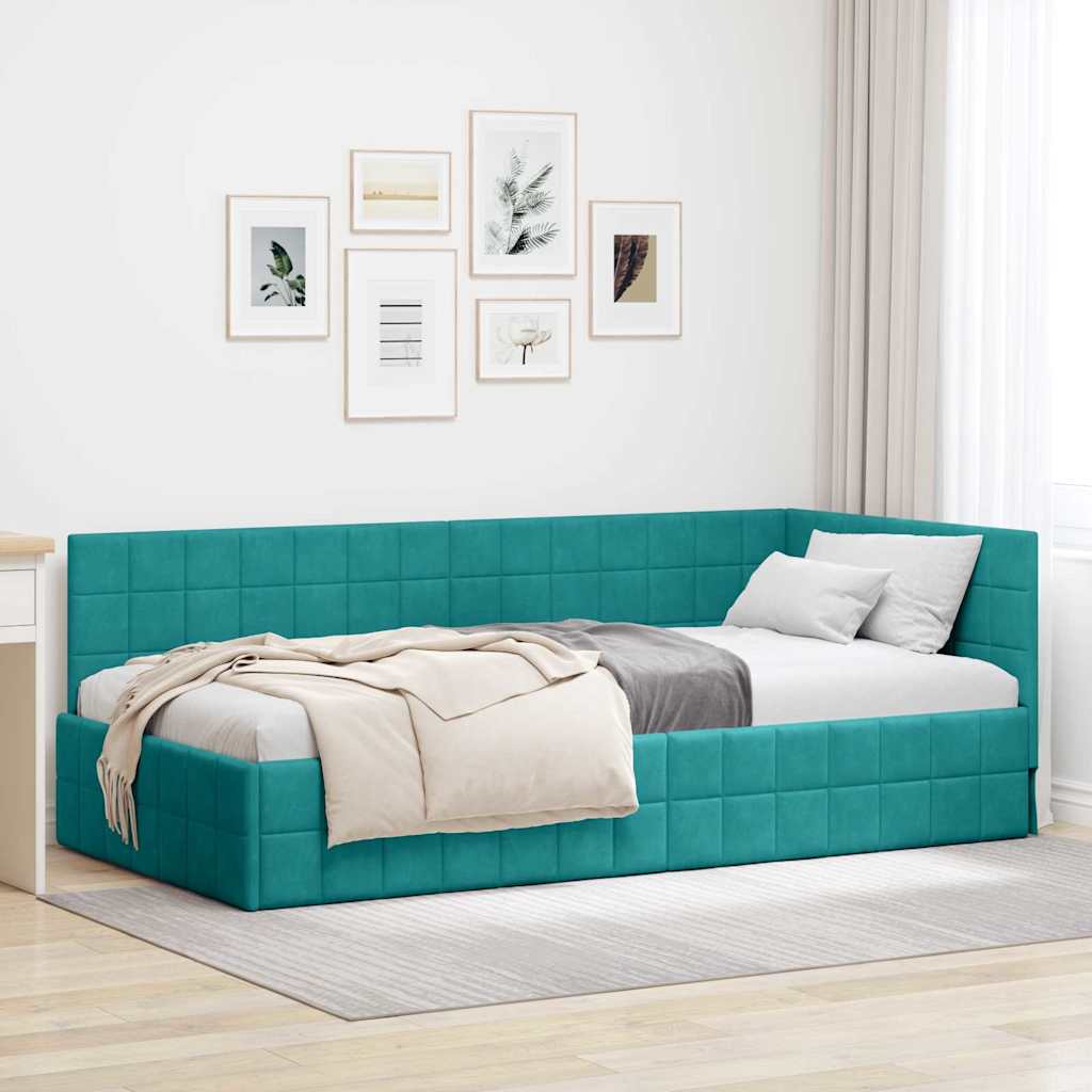 Kutni okvir kreveta Tirkizna 100 cm x 200 cm Baršun
